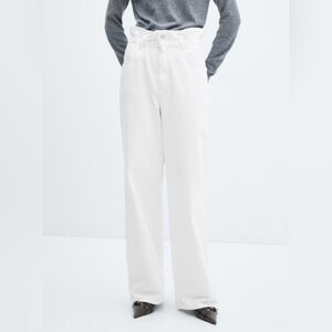 Mango Paperbag Waist Slouchy Straight Jeans